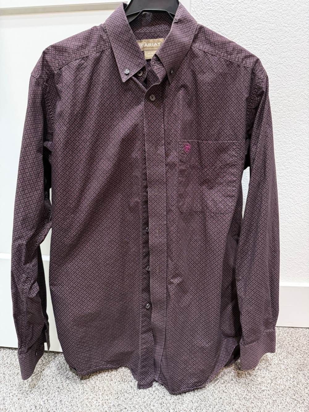 Ariat Men's Button-Down Shirt in Plum Microprint Medium